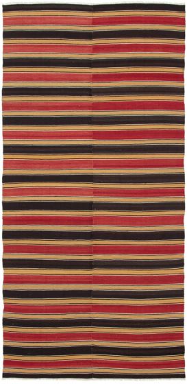 Turkish Boho 4'8" x 10'5" Flat-Weave Wool Kilim 