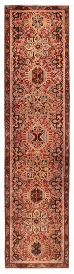 Persian Style 3'6" x 13'11" Hand-knotted Wool Runner Rug 