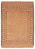 Afghan Shiravan SMK 4'1" x 5'11" Flat-Weave Wool Tapestry Kilim 