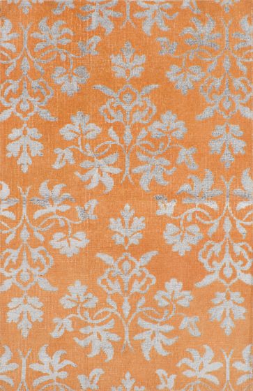 Indian La Seda 5'0" x 8'0" Hand-knotted Silk, Wool Orange Rug