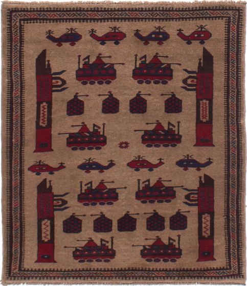 Afghan Rare War 2'11" x 4'7" Hand-knotted Wool Rug 