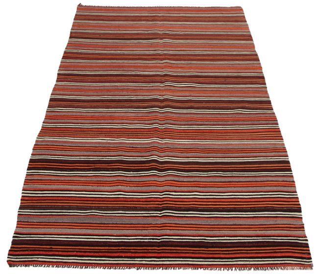 Turkish Boho 4'10" x 10'1" Flat-Weave Wool Kilim 