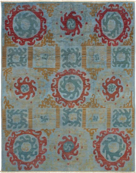 Indian Shalimar 8'0" x 10'3" Hand-knotted Wool Rug 
