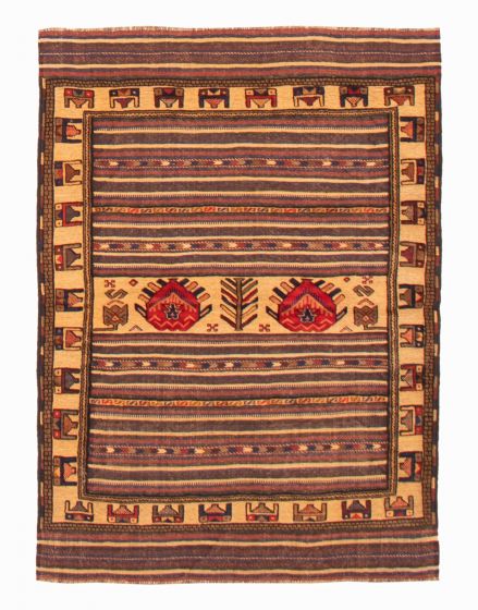 Afghan Tajik Caucasian 4'2" x 5'11" Hand-knotted Wool Rug 