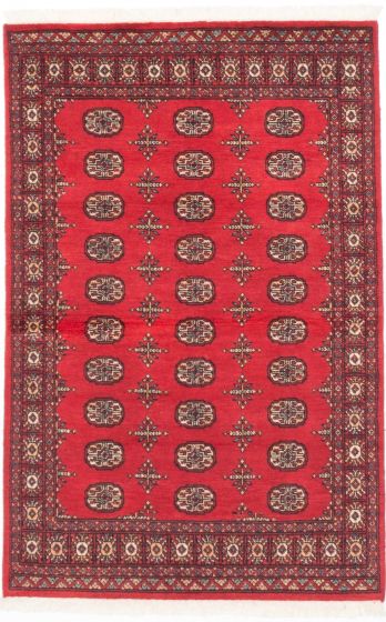 Pakistani Finest Peshawar Bokhara 4'2" x 6'4" Hand-knotted Wool Dark Burgundy Rug