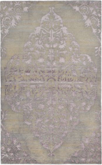 Indian La Seda 4'10" x 7'10" Hand-knotted Silk, Wool Rug 