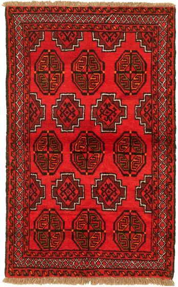 Afghan Akhjah 3'7" x 5'8" Hand-knotted Wool Rug 