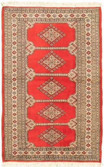 Pakistani Finest Peshawar Bokhara 3'1" x 4'11" Hand-knotted Wool Rug 