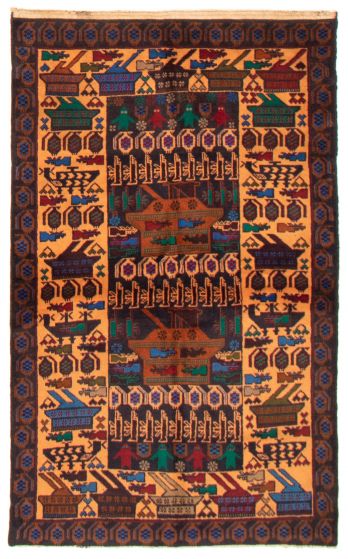 Afghan Rare War 3'8" x 6'2" Hand-knotted Wool Rug 