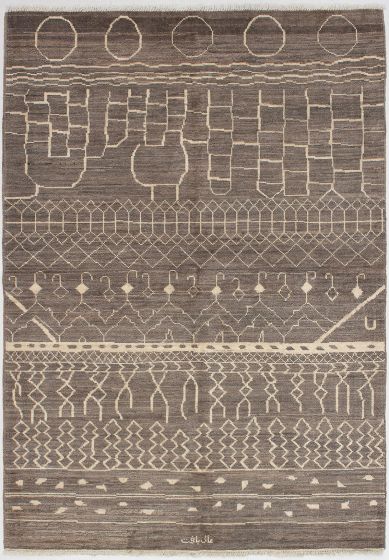 Indian Tangier 6'2" x 8'9" Hand-knotted Wool Rug 