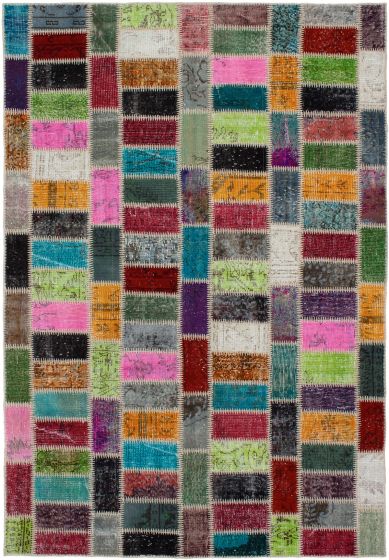 Tapis vif et coloré patchwork 5'8" x 8'6" en laine