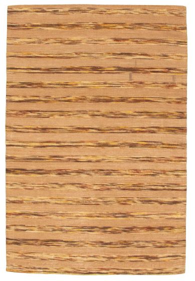 Indian Collage 3'11" x 5'11" Handmade Chenille Rug 