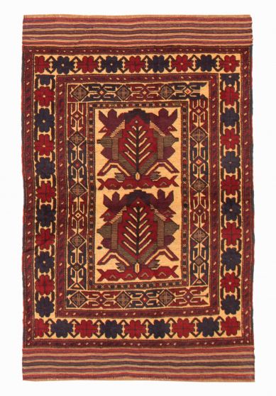 Afghan Tajik Caucasian 3'9" x 6'1" Hand-knotted Wool Rug 