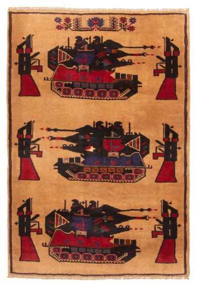 Afghan Rare War 2'11" x 4'3" Hand-knotted Wool Rug 