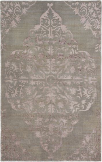 Indian La Seda 4'11" x 7'6" Hand-knotted Silk, Wool Rug 
