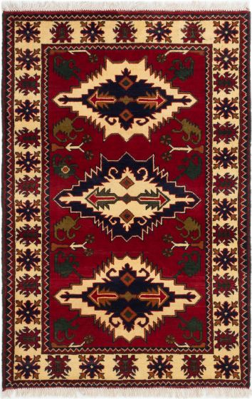 Afghan Finest Kargahi 3'3" x 4'11" Hand-knotted Wool Rug 
