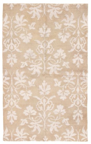 Indian La Seda 4'9" x 7'9" Hand-knotted Silk, Wool Rug 