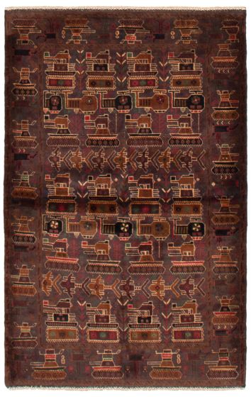 Afghan Rare War 4'1" x 6'5" Hand-knotted Wool Rug 
