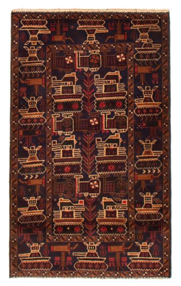 Afghan Rare War 3'0" x 5'0" Hand-knotted Wool Rug 
