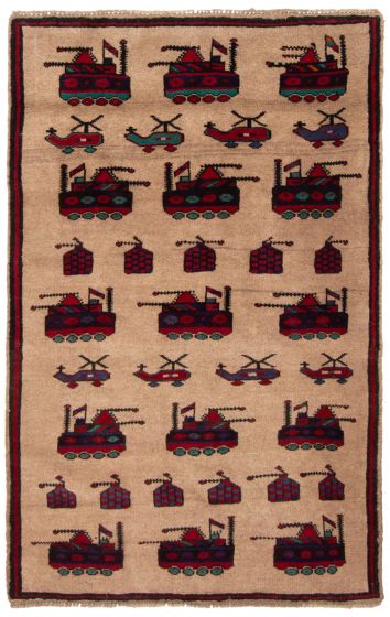 Afghan Rare War 2'9" x 4'6" Hand-knotted Wool Rug 