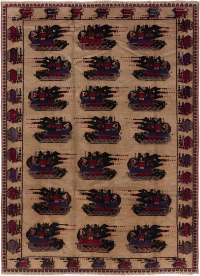 Afghan Rare War 6'7" x 9'0" Hand-knotted Wool Rug 