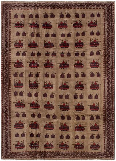 Afghan Rare War 6'8" x 9'3" Hand-knotted Wool Rug 