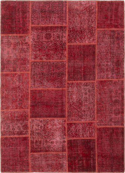 Turkish Color Transition Patchwork I 5'7" x 7'8" Hand-knotted Wool Rug 