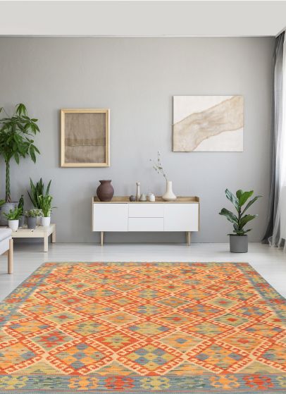 Turkish Sivas 4'6" x 6'1" Flat-Weave Wool Kilim 