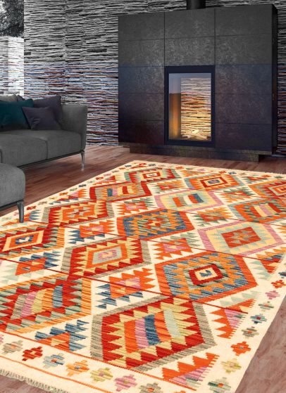 Turkish Sivas 4'10" x 6'10" Flat-Weave Wool Kilim 