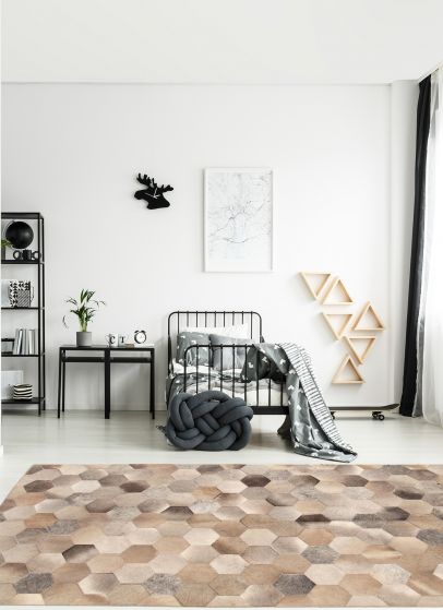 Argentina Cowhide Patchwork 6'1" x 9'1" Handmade Leather Rug 
