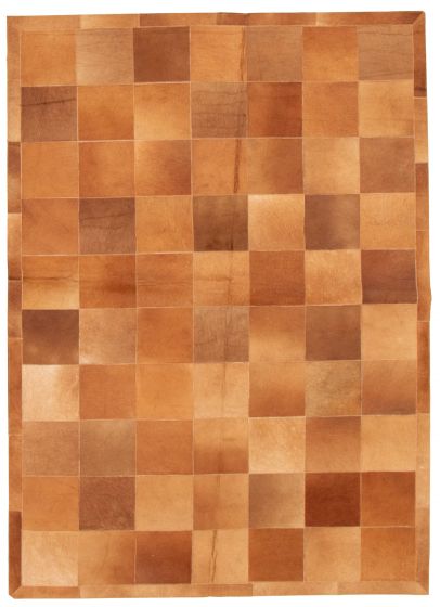 Argentina Cowhide Patchwork 5'0" x 6'10" Handmade Leather Rug 