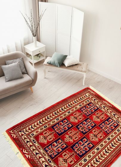 Turkmenistan Turkman 3'5" x 4'7" Hand-knotted Wool Rug 