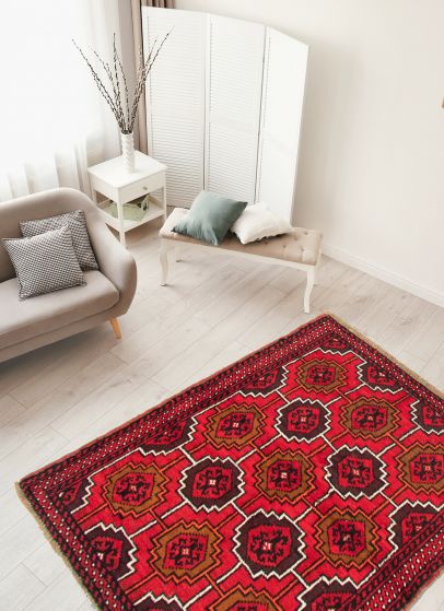 Afghan Akhjah 3'6" x 5'5" Hand-knotted Wool Rug 