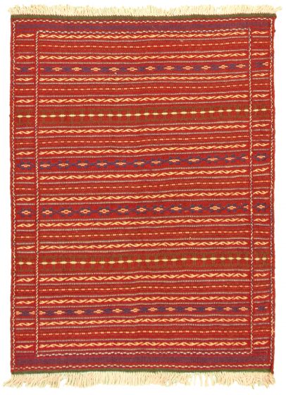 Turkish Ottoman Kashkoli 3'7" x 4'11" Flat-Weave Wool Tapestry Kilim 