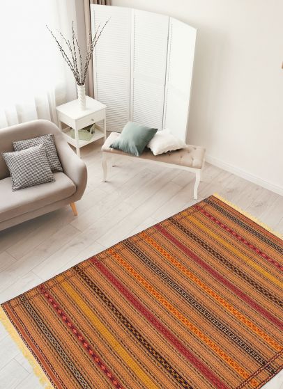 Turkish Ottoman Kashkoli 6'3" x 9'7" Flat-Weave Wool Tapestry Kilim 