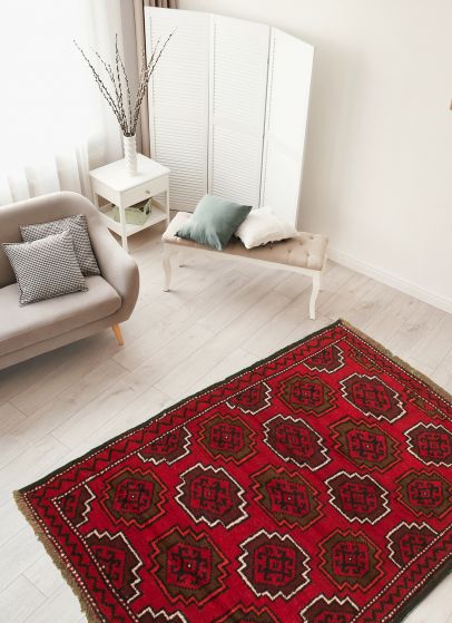 Afghan Akhjah 3'6" x 5'2" Hand-knotted Wool Rug 