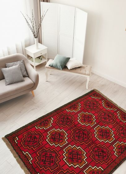 Afghan Akhjah 3'4" x 5'2" Hand-knotted Wool Rug 