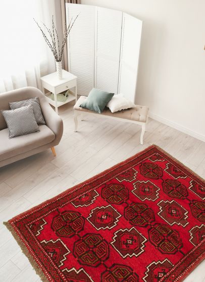 Afghan Akhjah 3'2" x 5'5" Hand-knotted Wool Rug 