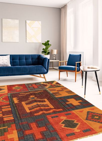 Turkish Sundance 6'4" x 8'9" Flat-Weave Wool Kilim 