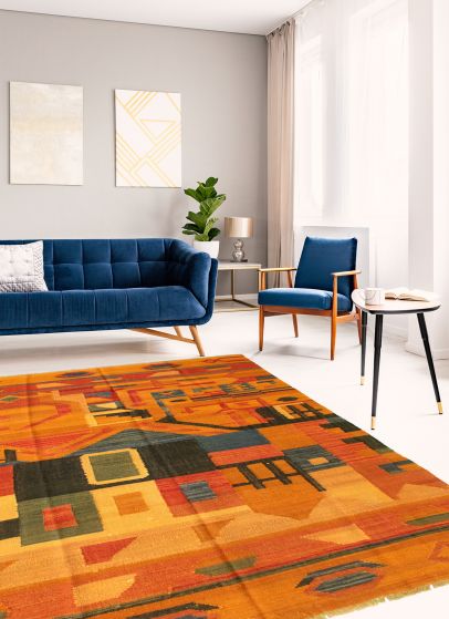 Turkish Sundance 6'1" x 8'3" Flat-Weave Wool Kilim 