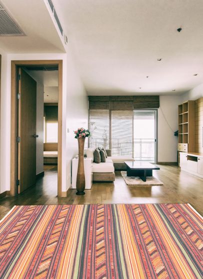 Turkish Boho 8'2" x 10'3" Flat-Weave Wool Kilim 