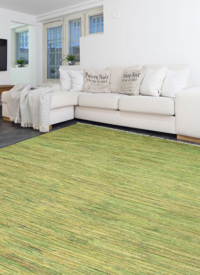 Pakistani Pak Finest Gabbeh 9'0" x 11'11" Hand-knotted Wool Green Rug