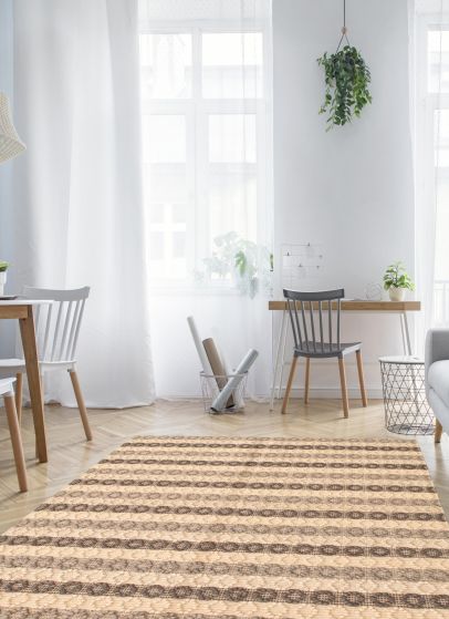 Indian Sienna 5'4" x 7'5" Braid weave Wool Light Grey Rug