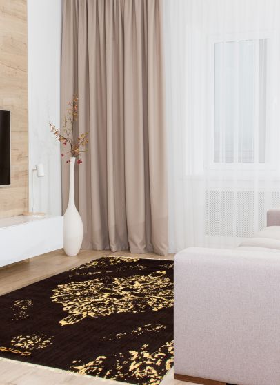 Tapis la seda 4'5" x 6'7" en laine & soie artificielle