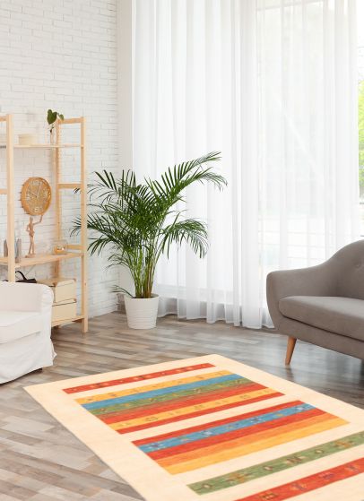 Indo Gabbeh 4'0" x 6'0" Hand Loomed Wool Rug 
