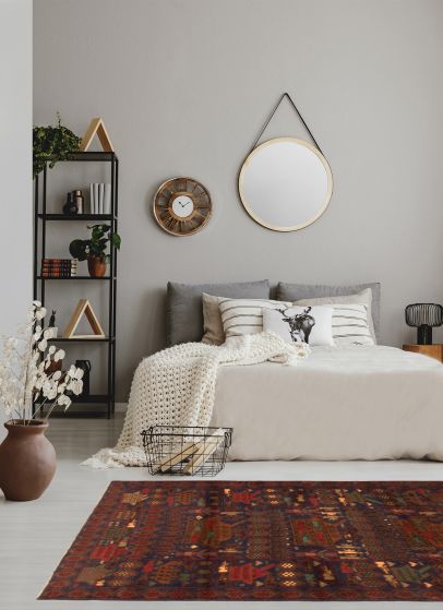 Afghan Rare War 3'11" x 6'6" Hand-knotted Wool Rug 