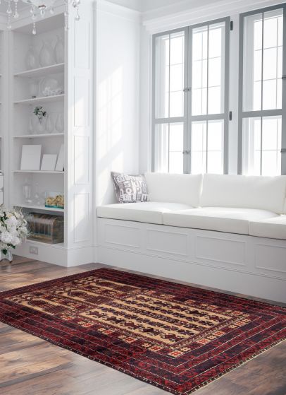 Afghan Teimani 2'11" x 4'11" Hand-knotted Wool Rug 