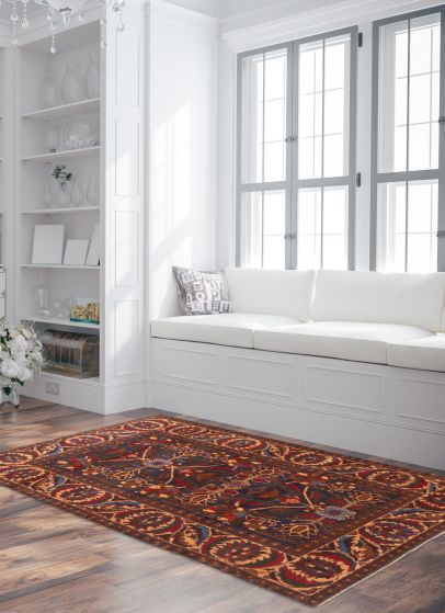 Afghan Teimani 3'8" x 6'10" Hand-knotted Wool Rug 
