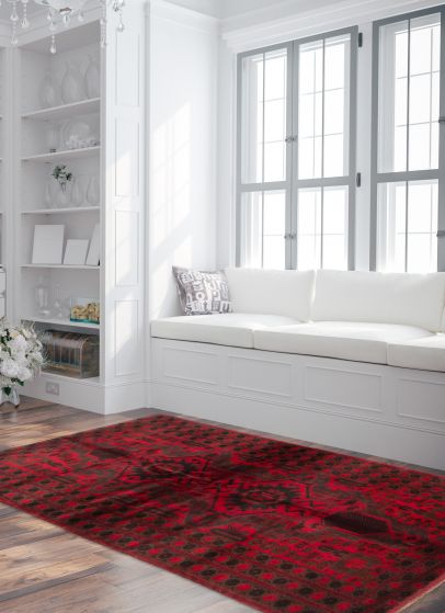 Afghan Teimani 3'8" x 6'4" Hand-knotted Wool Rug 