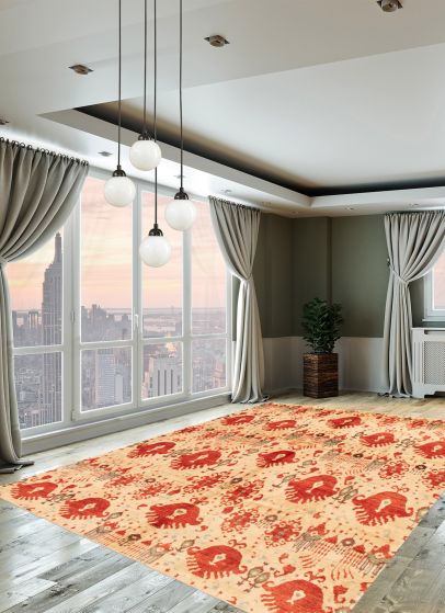 Pakistani Finest Peshawar Ziegler 8'1" x 9'8" Hand-knotted Wool Rug 